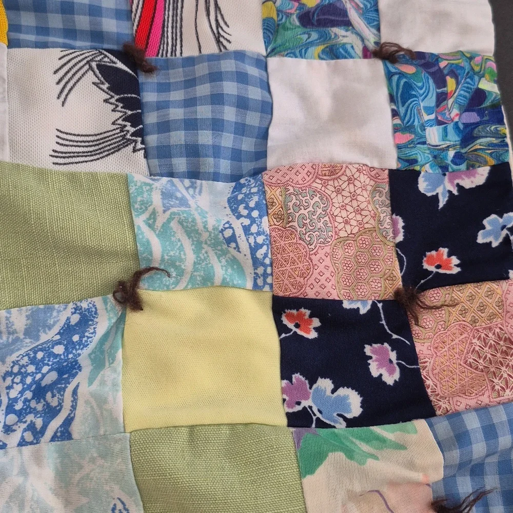 Vintage Handmade Patchwork Quilt Multicolor Shabby Cottage Granny 44